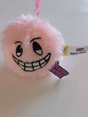 Vintange, Pink Fuzzy Emoji Keychain Clip - Kids Accessories, Brand Mo Hi Monster